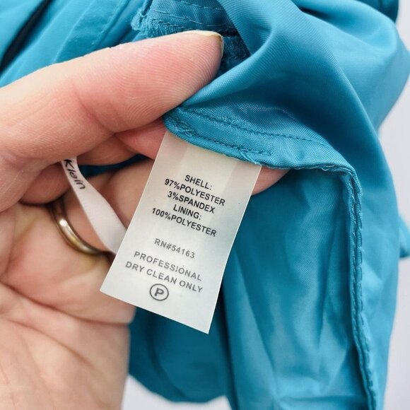 Calvin Klein Womens Size Small Sleeveless Piping Trim Peplum Blouse in Green 741 - Picture 7 of 7